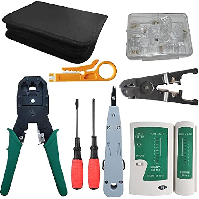 rayihni PROFESSIONAL LAN CABLE TESTER REPAIR TOOLS - 8P8C/ 4P4C/6P6C CONNECTORS RJ45 & RJ11 CABLE TESTER (2KT-2168) - Image 1