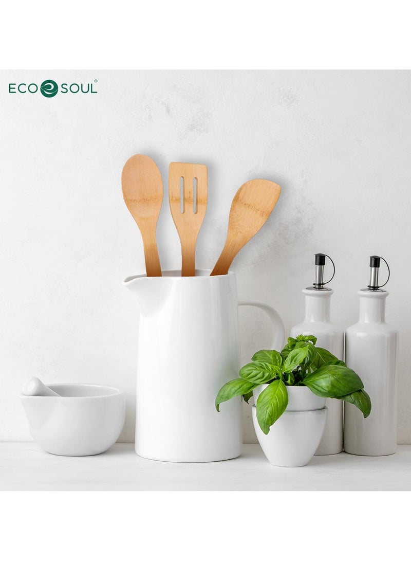 ECO SOUL Bamboo Cooking Utensils Non-Stick Wooden Spoons Ladles and Turners Bamboo Wood Kitchen Accessories for Cooking, Serving, Mixing USDA Certified - Image 5