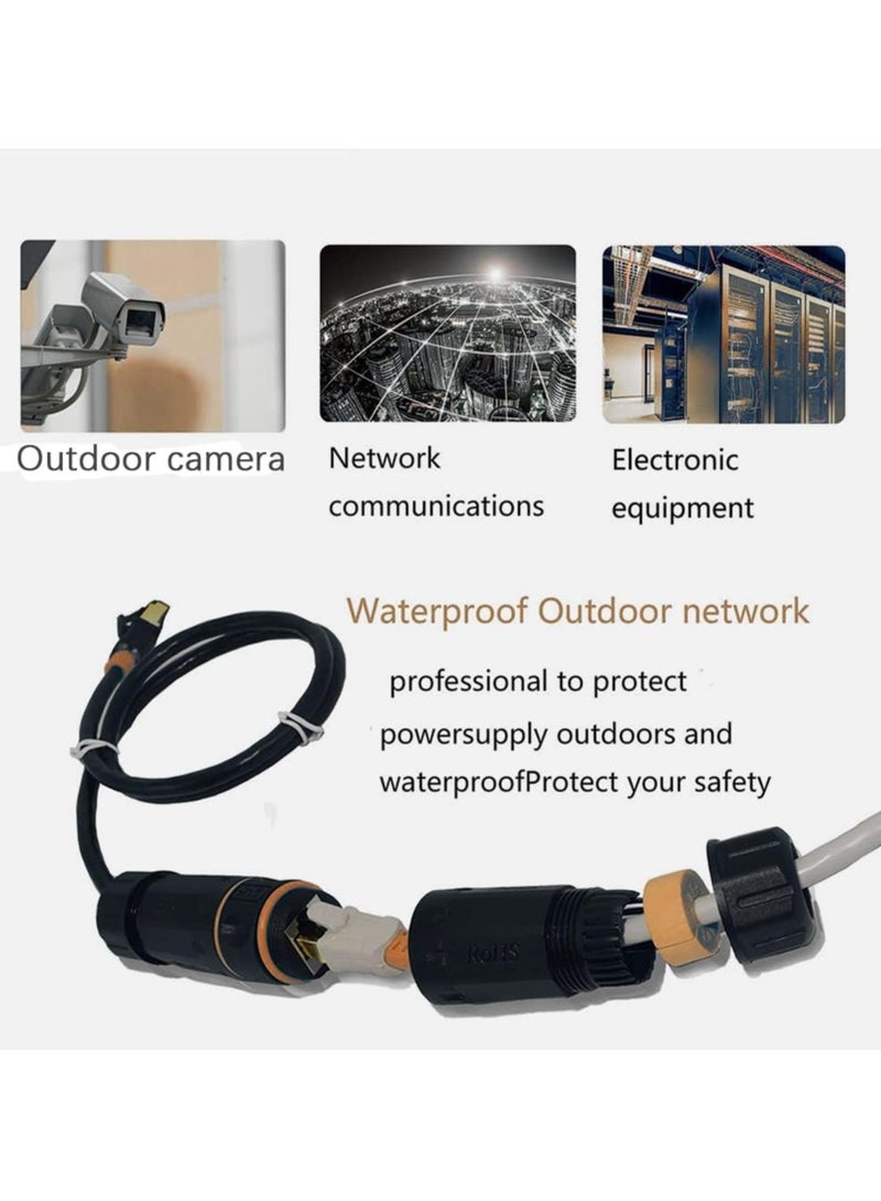 erorex 5PCS Shielded RJ45 CAT6A Waterproof Connector IP68 Cat5/5e/6 8P8C Ethernet LAN Cable Coupler Female to Female Outdoor Network Adapter with Waterproof Dustproof Cap Cover for Outdoor Network  - Image 2