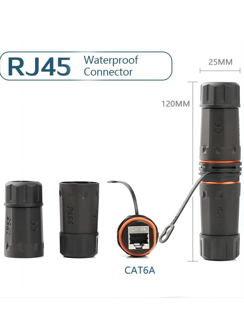 erorex 5PCS Shielded RJ45 CAT6A Waterproof Connector IP68 Cat5/5e/6 8P8C Ethernet LAN Cable Coupler Female to Female Outdoor Network Adapter with Waterproof Dustproof Cap Cover for Outdoor Network  - Image 5
