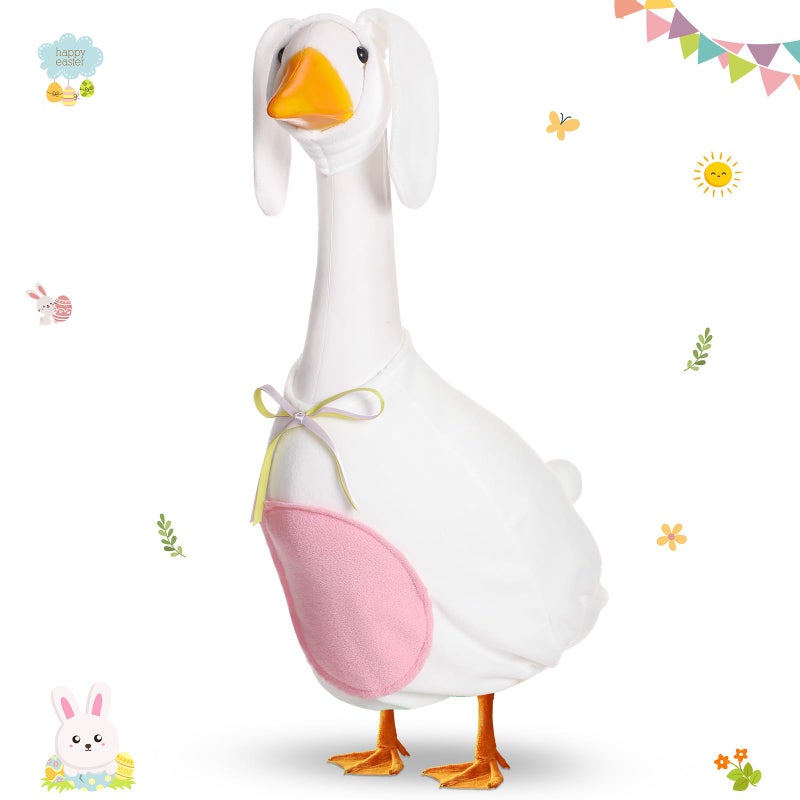FuWeave Easter Bunny Goose Outfit for 23 Goose Costume for Cement Plastic Porch Geese Statue Spring Outdoor Garden Yard Patio Decoration White - Image 2