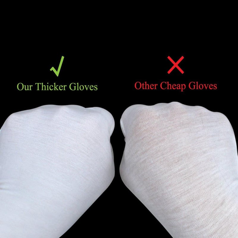 klarako White Cotton Gloves, 6 Pairs 9.4'' Extra Large Size 12 Pcs Gloves - Image 5