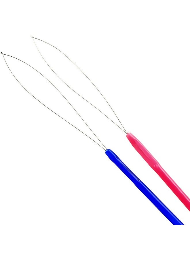 Chinco - 10 Pack Wooden Hair Extension Loop Needle Threader Pulling Hook Tool And Bead Device Tool For Hair Or Feather Extensions (Multicolored Loop Tools) - Image 1