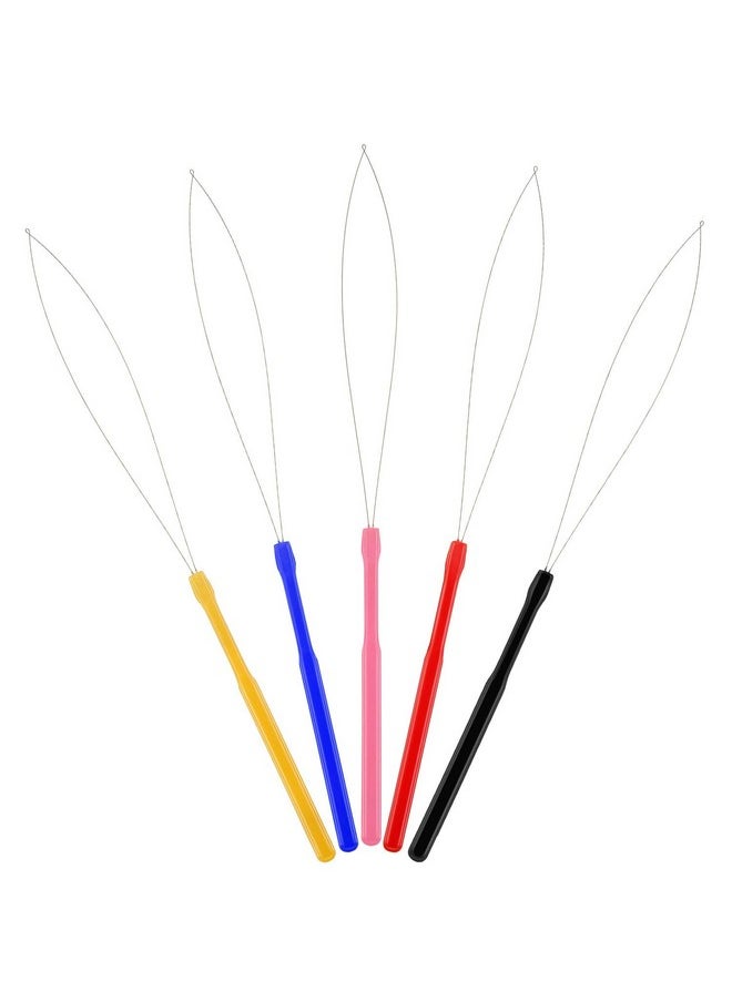 Chinco - 10 Pack Wooden Hair Extension Loop Needle Threader Pulling Hook Tool And Bead Device Tool For Hair Or Feather Extensions (Multicolored Loop Tools) - Image 1