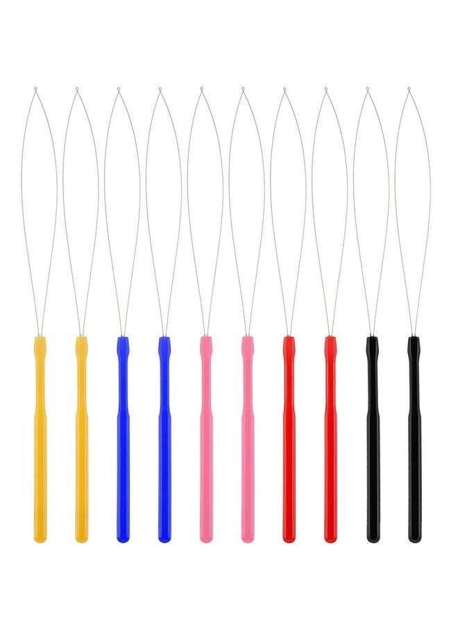 Chinco - 10 Pack Wooden Hair Extension Loop Needle Threader Pulling Hook Tool And Bead Device Tool For Hair Or Feather Extensions (Multicolored Loop Tools) - Image 1