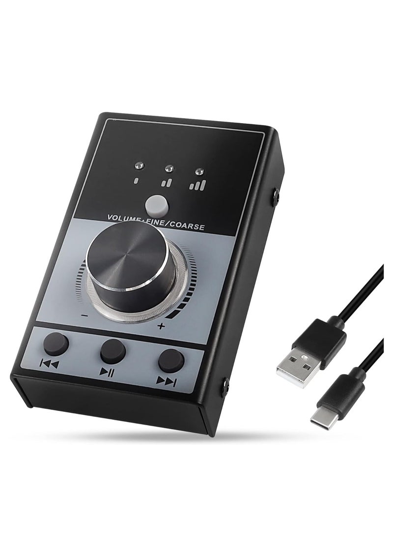 SOLARAE USB Volume Knob Controller, Multimedia Computer Sound Controller, with Play/Pause/Back/Forward Function, Plug and Play, Sturdy and Durable, One-Click Mute, for Phone PC Speaker Audio Adjustment - Image 1
