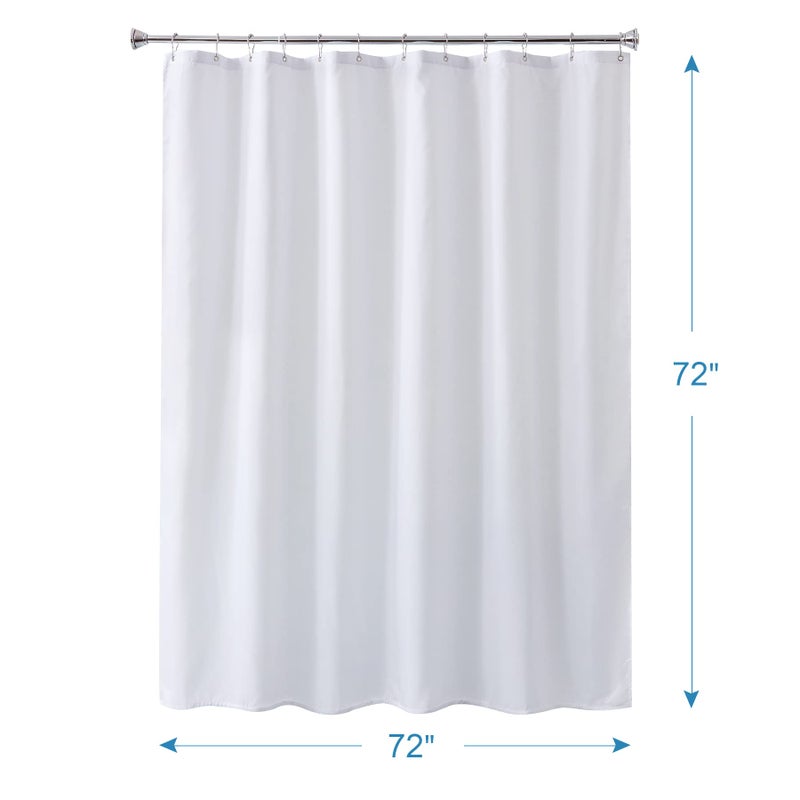 Amazer White Shower Liner Cloth Waterproof, Soft White Shower Curtain Liner Fabric with Weighted Stones, Washable Shower Curtain and Liner 2-in-1, 120G Heavy Duty, 12 Grommet Holes, 72 x 72 Inches - Image 2