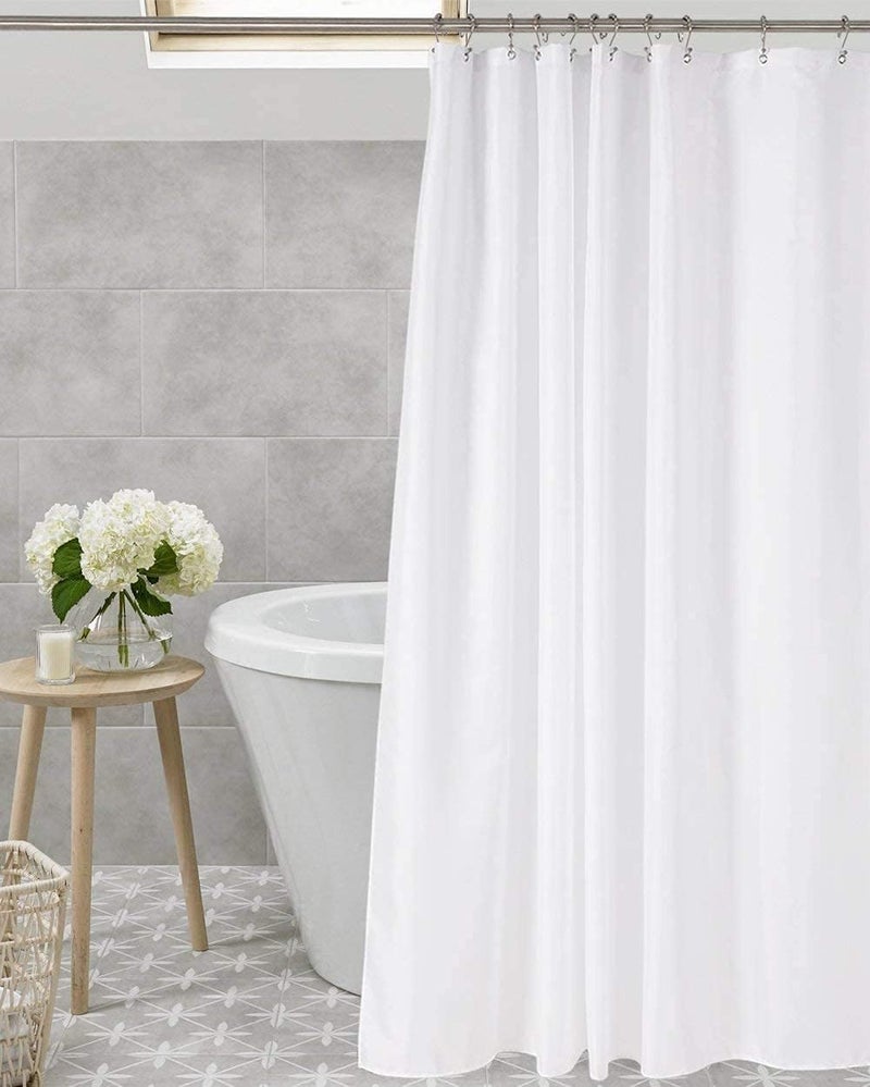 Amazer White Shower Liner Cloth Waterproof, Soft White Shower Curtain Liner Fabric with Weighted Stones, Washable Shower Curtain and Liner 2-in-1, 120G Heavy Duty, 12 Grommet Holes, 72 x 72 Inches - Image 5