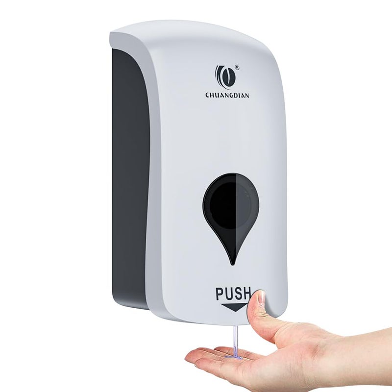 1000ML Liquid Soap Dispenser for Bathroom Kitchen Wall Shower Soap Shampoo Dispenser Refillable Lotion Container Dish Hand Washing Soap Dispenser for Home Commercial White
