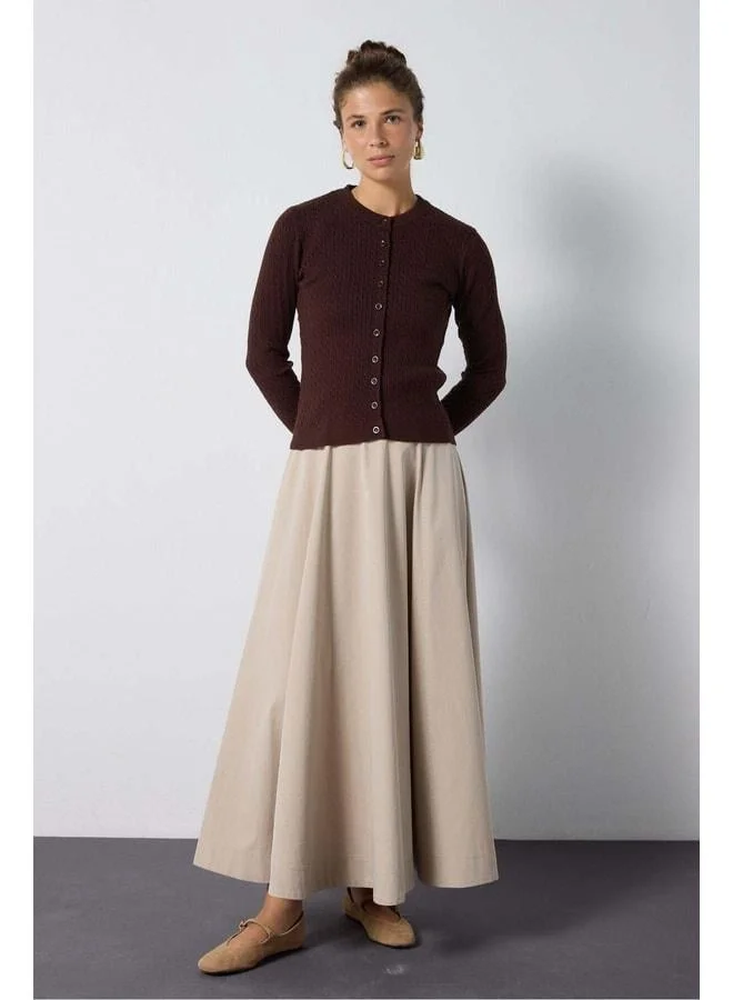 mina aise Women's Brown Braided Soft Knit Cardigan 7061.