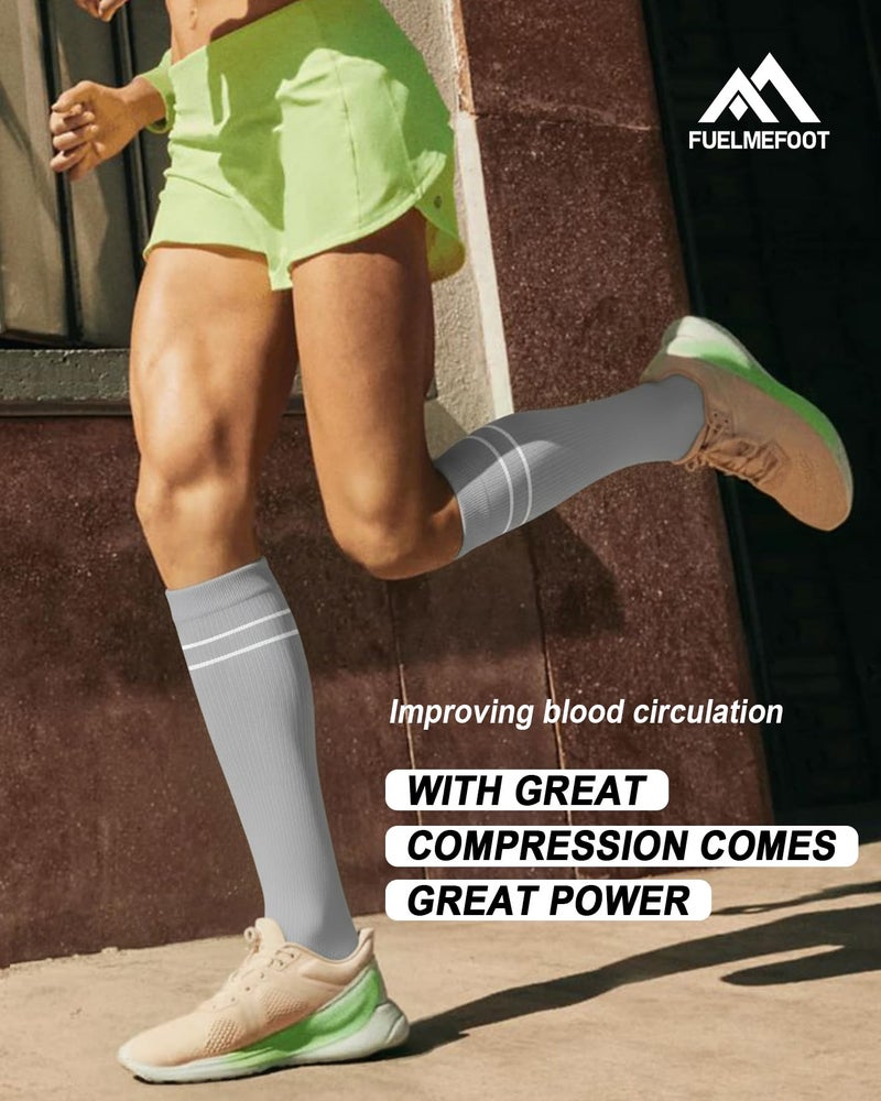 FuelMeFoot 6 Pairs Compression Socks for Women & Men 15-20mmHg Graduated Support Knee High Socks for Nurses, Travel, Athletic - Image 2