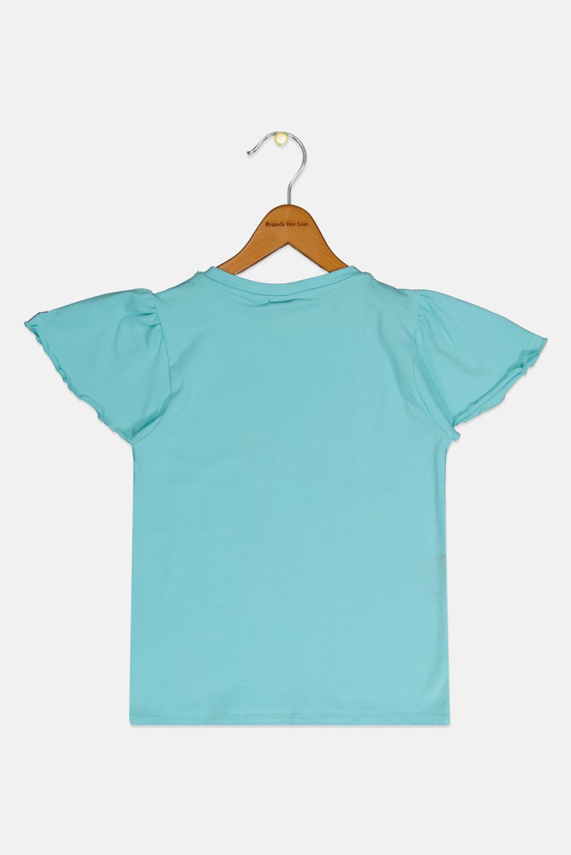 Hamleys x Disney Kids Girl Crew Neck Short Sleeve Graphic Print T-Shirt, Turquoise - Image 3