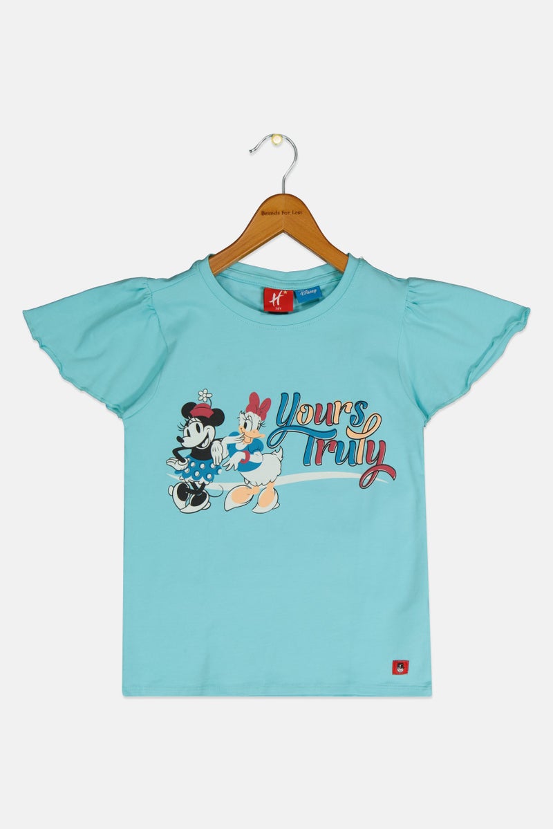 Hamleys x Disney Kids Girl Crew Neck Short Sleeve Graphic Print T-Shirt, Turquoise - Image 2