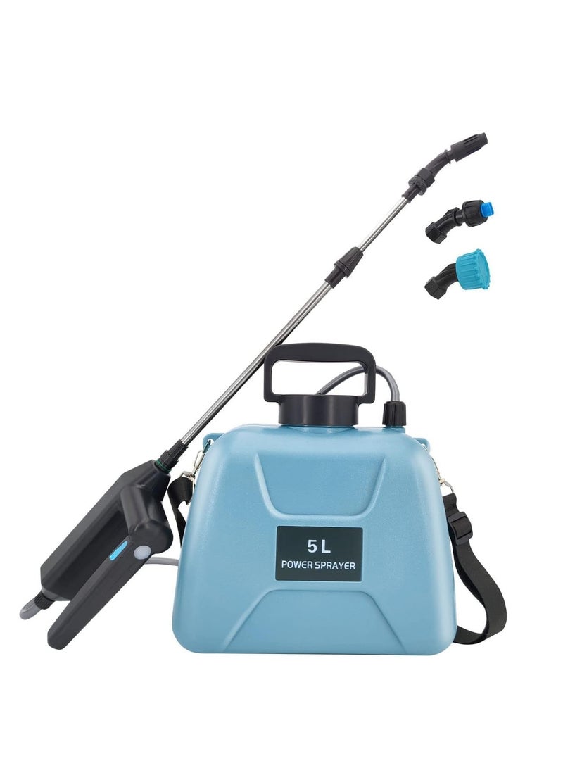 Excefore 1.35 Gallon/5L Battery Powered Sprayer,Upgrade Electric Sprayer with 3 Mist Nozzles, Electric Sprayer with USB Rechargeable Handle, Garden Sprayer with Adjustable Shoulder Strap - Image 1