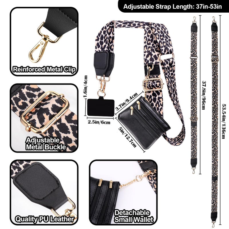 XANGNIER Clip and Go Strap for Phone with Wallet Crossbody,Phone Strap with Zippered Wallet, Adjustable Anti Theft Cellphone Lanyard for Women, Cellphone Chain Accessories,Leopard - Image 4