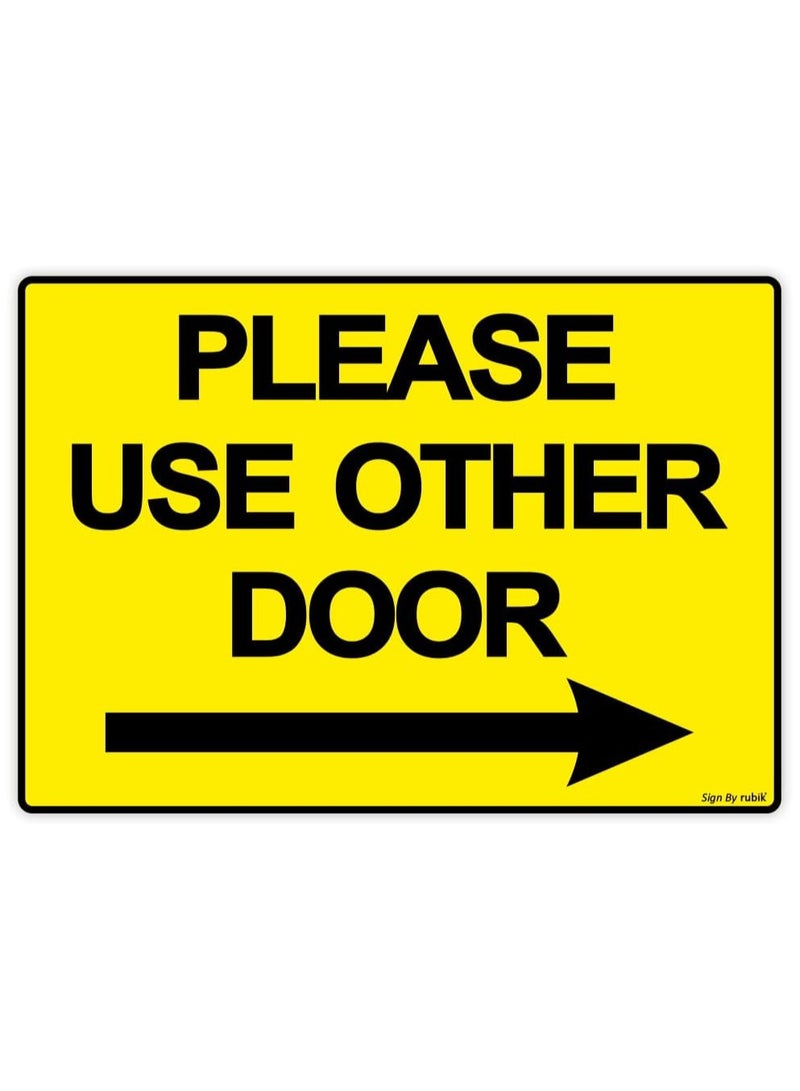 Rubik Please Use Other Door Sign Sticker Self Adhesive 21x15cm, Weather Resistant Reflective Long Lasting Vinyl Decal for Stores Schools Office Indoors and Outdoors (Right Side, Yellow/Black) - Image 1