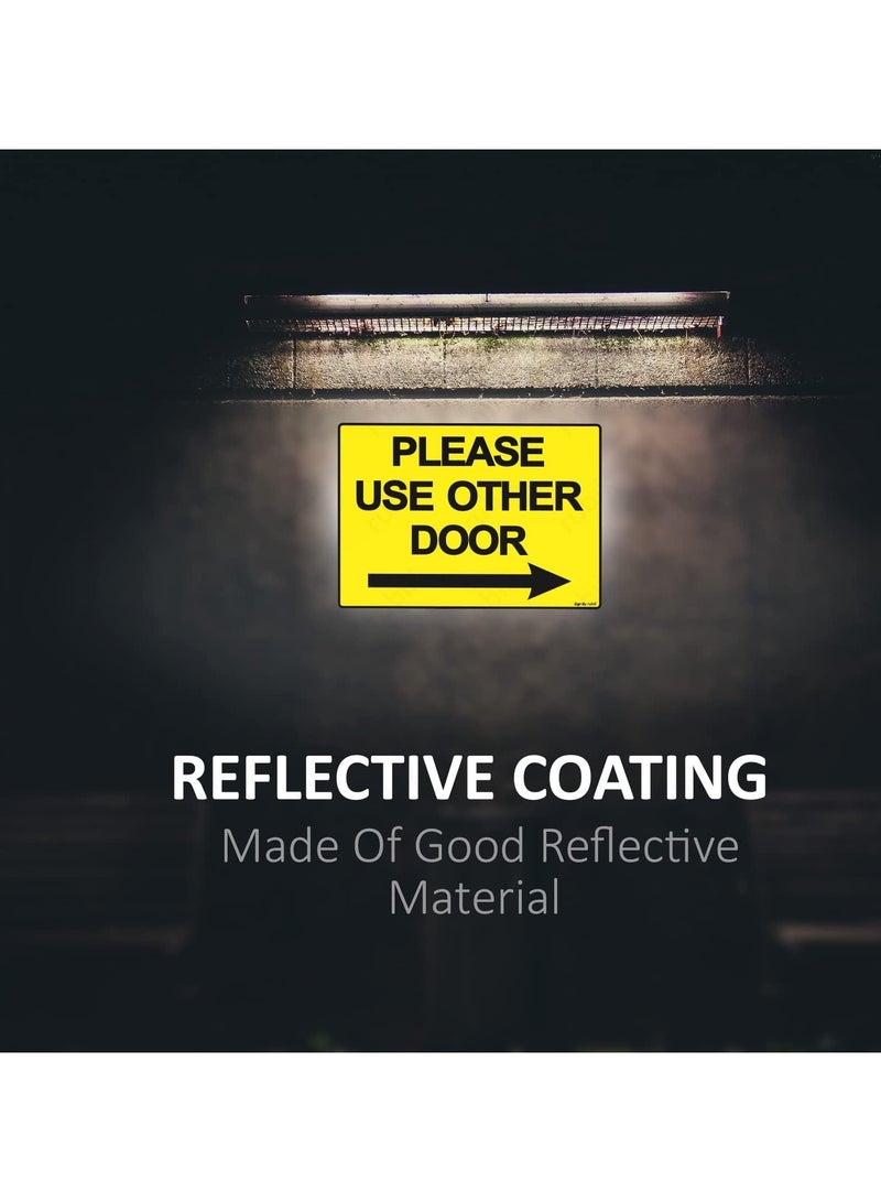 Rubik Please Use Other Door Sign Sticker Self Adhesive 21x15cm, Weather Resistant Reflective Long Lasting Vinyl Decal for Stores Schools Office Indoors and Outdoors (Right Side, Yellow/Black) - Image 2