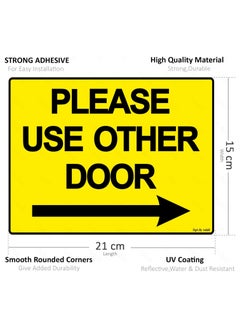 Rubik Please Use Other Door Sign Sticker Self Adhesive 21x15cm, Weather Resistant Reflective Long Lasting Vinyl Decal for Stores Schools Office Indoors and Outdoors (Right Side, Yellow/Black)  - Image 3