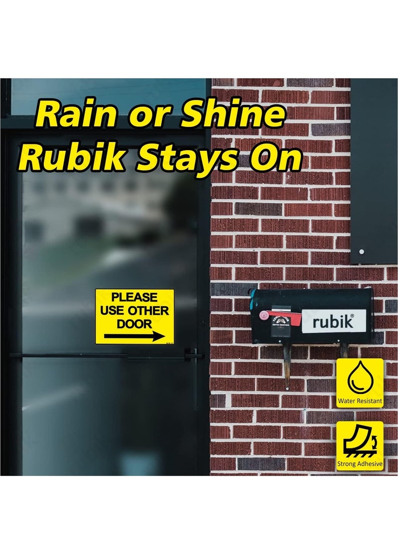 Rubik Please Use Other Door Sign Sticker Self Adhesive 21x15cm, Weather Resistant Reflective Long Lasting Vinyl Decal for Stores Schools Office Indoors and Outdoors (Right Side, Yellow/Black) - Image 5