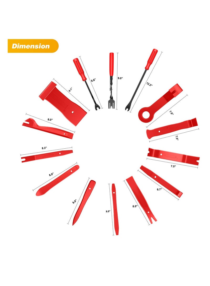 Excefore 40Pcs Trim Removal Tool, Auto Terminal Removal Key Tool, Auto Clip Pliers Stereo Removal Tools, Car Upholstery Repair Removal Kit, Precision Hook and Pick Set,Wiring Threader, Car Film Scraper - Image 2