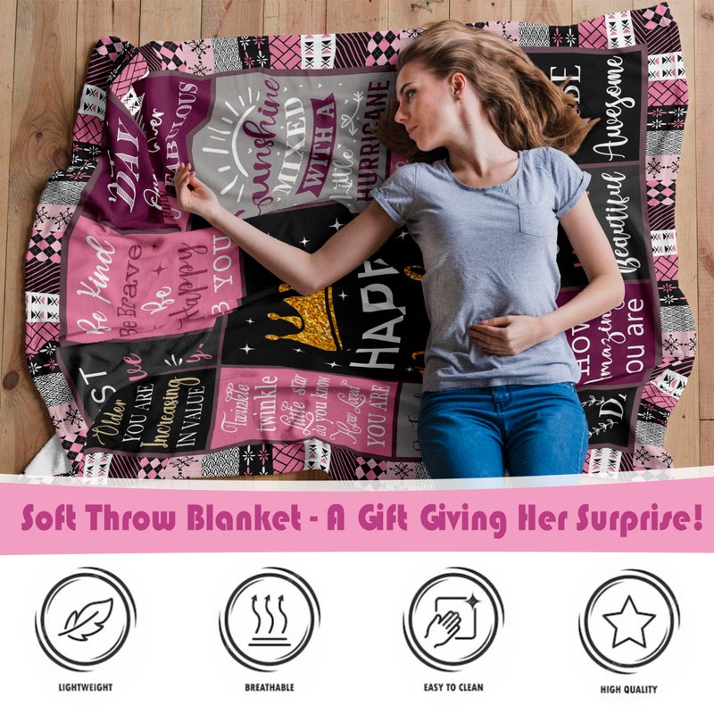 Amonee-YL Birthday Gifts for Women/Girls/Her  Happy Birthday Decorations Blanket 60""X80""  Gifts for Women Birthday Unique  Birthday Gifts for Mom/Daughter/Friend/Sisters  Women Birthday Gift Ideas - Image 3