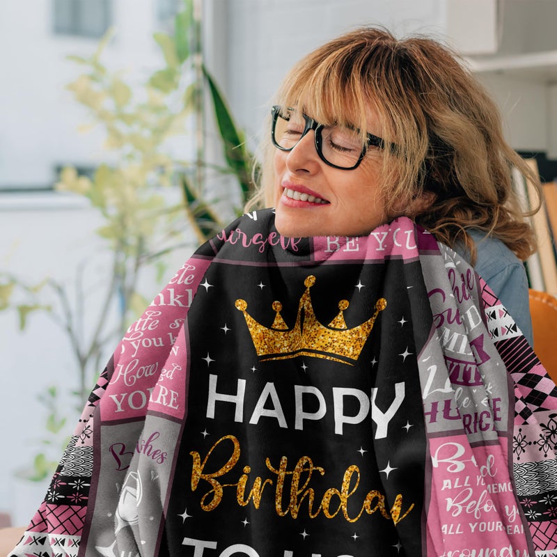 Amonee-YL Birthday Gifts for Women/Girls/Her  Happy Birthday Decorations Blanket 60""X80""  Gifts for Women Birthday Unique  Birthday Gifts for Mom/Daughter/Friend/Sisters  Women Birthday Gift Ideas - Image 4
