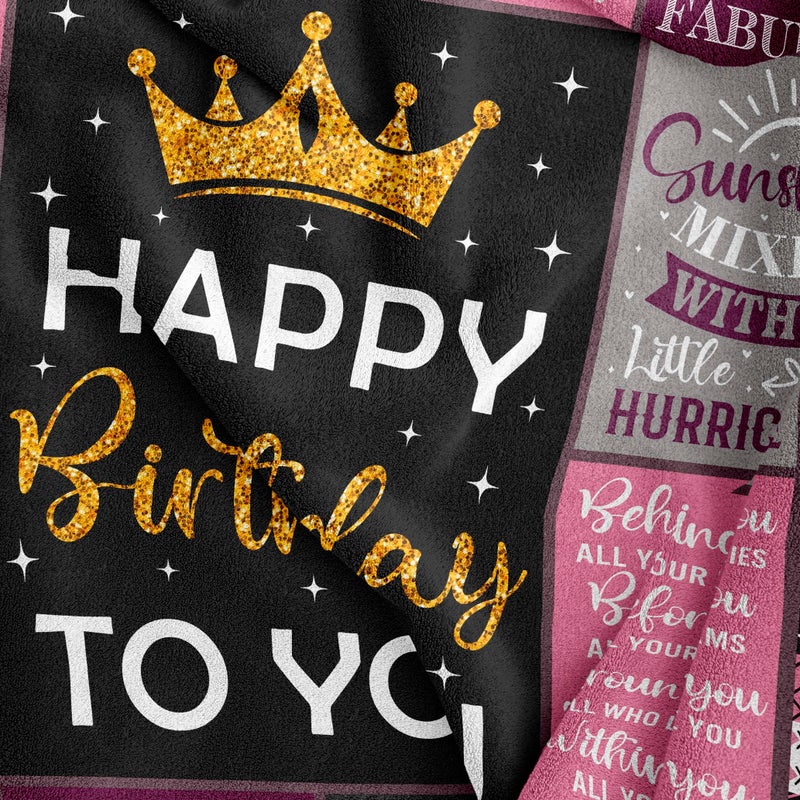 Amonee-YL Birthday Gifts for Women/Girls/Her  Happy Birthday Decorations Blanket 60""X80""  Gifts for Women Birthday Unique  Birthday Gifts for Mom/Daughter/Friend/Sisters  Women Birthday Gift Ideas - Image 2