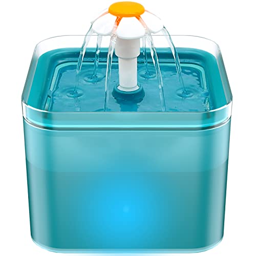 AONBOY Cat Water Fountain, Ultra Silent Cat Fountain 67oz/2L, with LED Light, Activated Carbon Filter, Pet Water Fountain for Small Dogs - Image 1