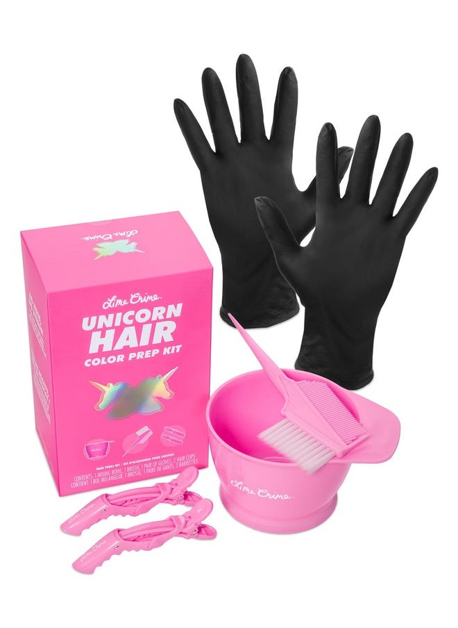 Lime Crime Lime Crime Unicorn Hair Color Prep Kit, 4-Piece Set - Professional Grade Hair Care Coloring Set Includes Mixing Bowl, Dye Color Brush, Pair of Gloves & 2 Hair Clips - Perfect for Bleaching & Hair Dye  - Image 1