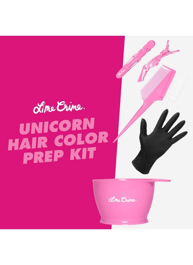Lime Crime Lime Crime Unicorn Hair Color Prep Kit, 4-Piece Set - Professional Grade Hair Care Coloring Set Includes Mixing Bowl, Dye Color Brush, Pair of Gloves & 2 Hair Clips - Perfect for Bleaching & Hair Dye  - Image 2