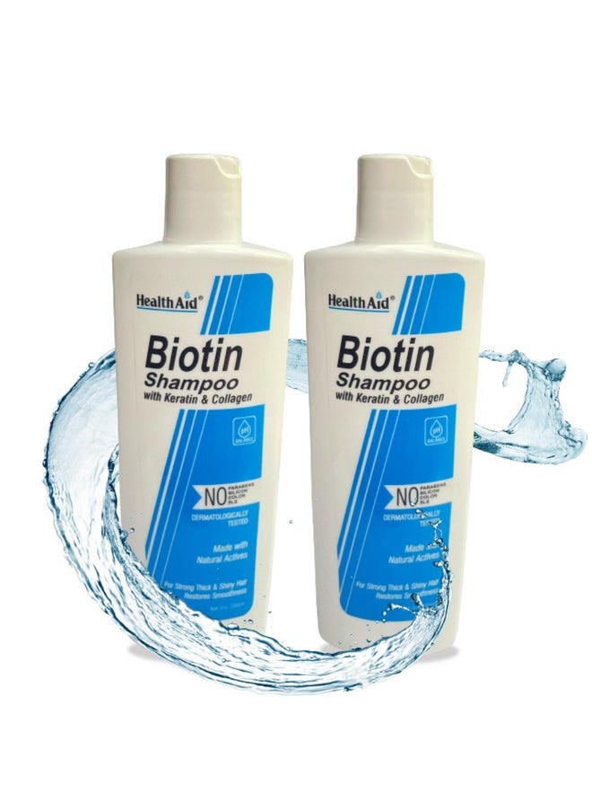 Health Aid - HealthAid Biotin Shampoo with Keratin & Collagen for Strengthen Hair 400ml | Adds Volume and Shine Nourishes Dry Hair & Controls Frizz | Paraben & Sulphate Free Conditioner For Men &Women - Image 1