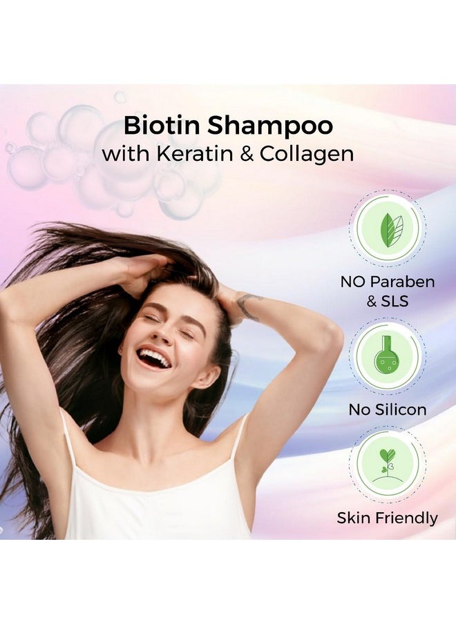 Health Aid - HealthAid Biotin Shampoo with Keratin & Collagen for Strengthen Hair 400ml | Adds Volume and Shine Nourishes Dry Hair & Controls Frizz | Paraben & Sulphate Free Conditioner For Men &Women - Image 1