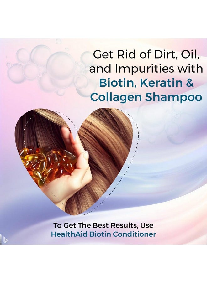 Health Aid - HealthAid Biotin Shampoo with Keratin & Collagen for Strengthen Hair 400ml | Adds Volume and Shine Nourishes Dry Hair & Controls Frizz | Paraben & Sulphate Free Conditioner For Men &Women - Image 1