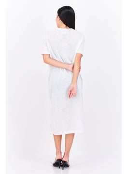 Lefties Women Plain Midi Dress, White  - Image 3