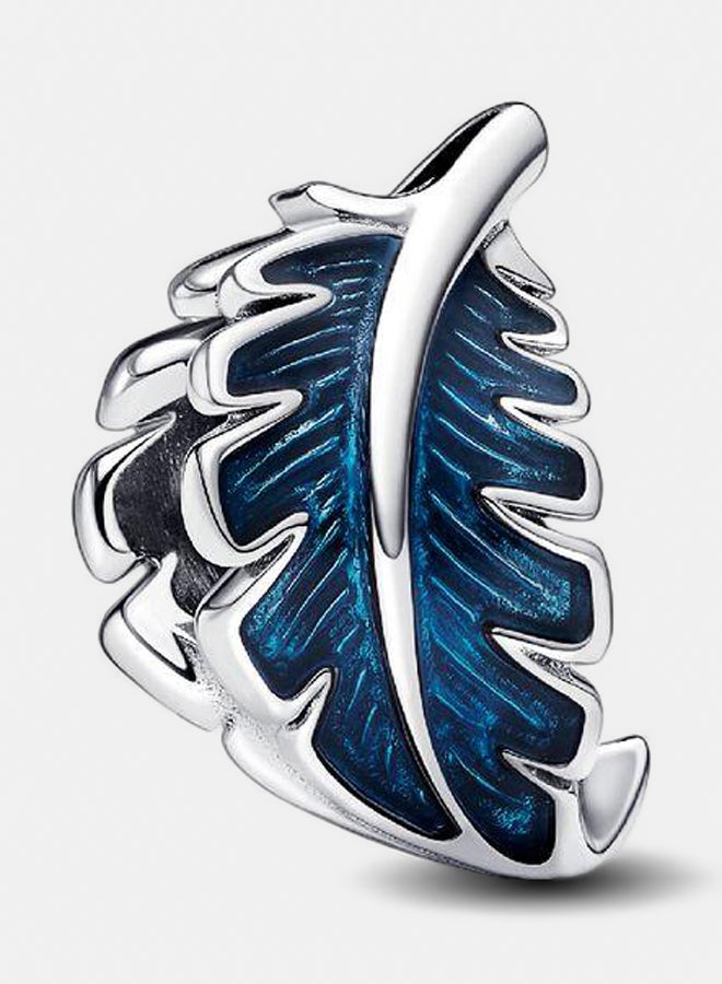 باندورا سحر من الفضة الاسترليني على شكل ريش مع مينا زرقاء شفافة