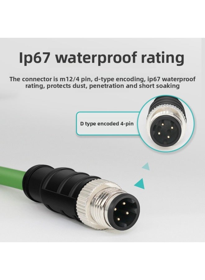 Generic M12 To RJ45 Coding Line 4 Pin Ethernet Industrial Grade Network Cable High Soft Drag Chain Sensor Cable Aviation Plug-Color:D-Core 4-core Male Elbow-RJ45-Line Length:2 M  - Image 3