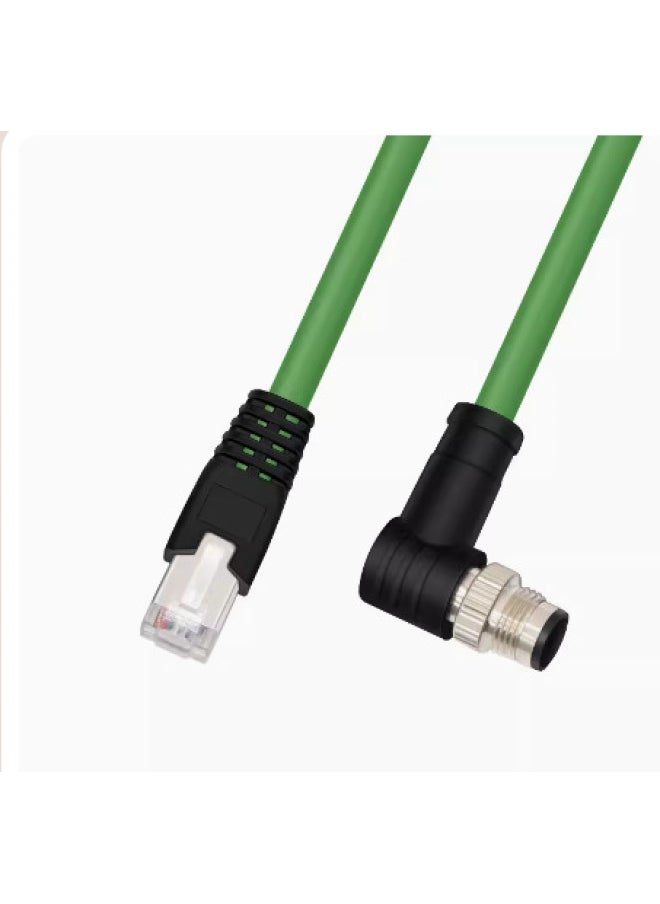 Generic M12 To RJ45 Coding Line 4 Pin Ethernet Industrial Grade Network Cable High Soft Drag Chain Sensor Cable Aviation Plug-Color:D-Core 4-core Male Elbow-RJ45-Line Length:2 M  - Image 1