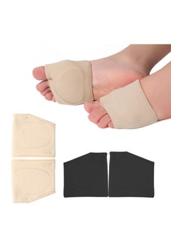 GUDOO 2Pairs Metatarsal Pads Ball of Foot Cushions Metatarsal Foot Pads for Pain Relief Gel Pads Cushion for Metatarsalgia Neuroma Fabric Metatarsal Sleeve Pads for Women Men Black and Beige  - Image 1
