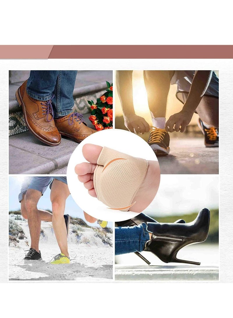 GUDOO 2Pairs Metatarsal Pads Ball of Foot Cushions Metatarsal Foot Pads for Pain Relief Gel Pads Cushion for Metatarsalgia Neuroma Fabric Metatarsal Sleeve Pads for Women Men Black and Beige  - Image 2