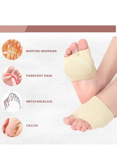 GUDOO 2Pairs Metatarsal Pads Ball of Foot Cushions Metatarsal Foot Pads for Pain Relief Gel Pads Cushion for Metatarsalgia Neuroma Fabric Metatarsal Sleeve Pads for Women Men Black and Beige  - Image 4