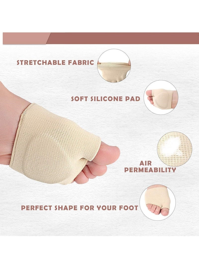 GUDOO 2Pairs Metatarsal Pads Ball of Foot Cushions Metatarsal Foot Pads for Pain Relief Gel Pads Cushion for Metatarsalgia Neuroma Fabric Metatarsal Sleeve Pads for Women Men Black and Beige  - Image 5