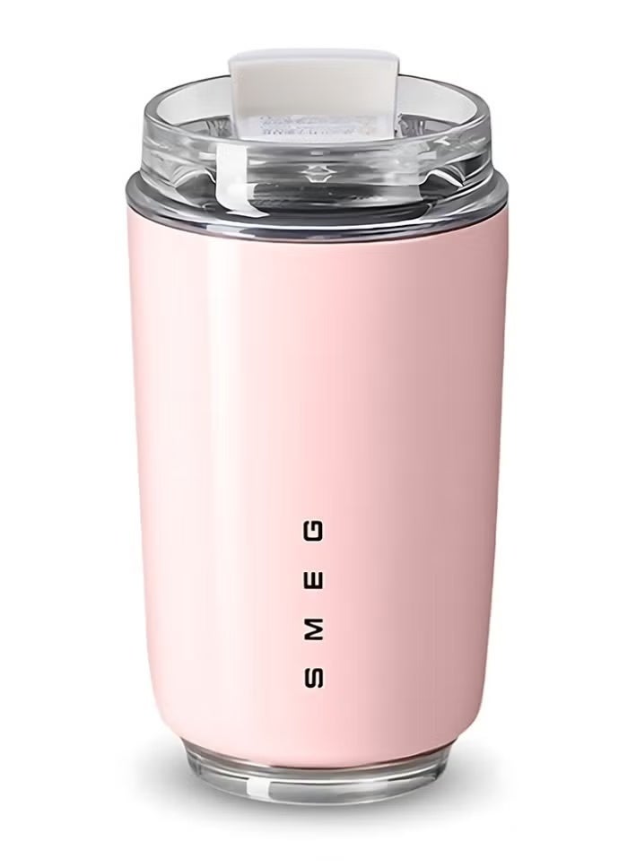 smeg 320ML Beverage Cup Travel Portable Car Drinking Cup Stainless Steel Vacuum Leak proof 320ML Coffee Thermos（Pink） - Image 4