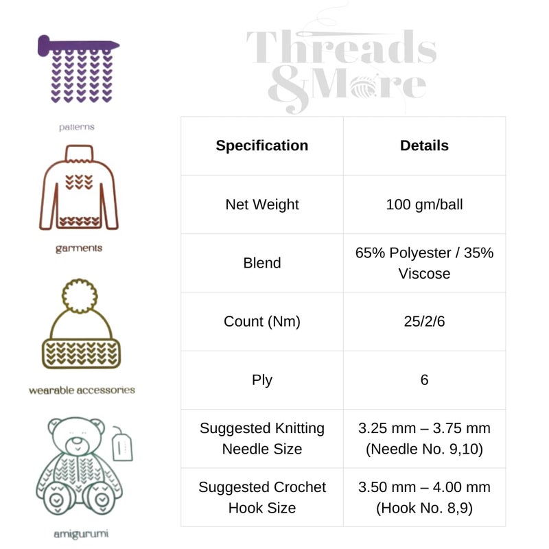 Vardhman Threads Vardhman Cool Knit DK Weight Yarn - 65% Polyester 35% Viscose Blend - 100g Ball 208m - Soft 6-Ply for Knitting Crochet Amigurumi Garments Home Decor (Sea Foam shadeno.19) - Image 4