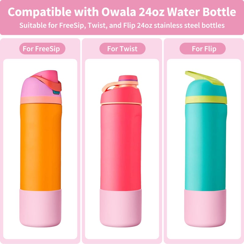 Diumepo Silicone Water Bottle Boot for Owala 24 oz, Anti-Slip Protective Sleeve for Owala Twist & FreeSip & Flip Stainless Steel Water Bottle, Boot Bottom Base (Pink) - Image 2
