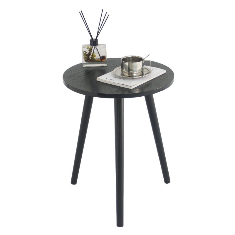 AWASEN Round End Table Black Side Table Modern Home Decor Small Accent Table for Small Space Living Room Bedroom and Balcony Easy Assembly 195H x 16D Black