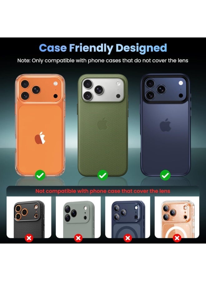 ELTRAZONE Camera Lens Protector for iPhone 17 Pro Max | Metal Tempered Glass Rear Lens Cover | Anti-Scratch, Anti-Break, Case-Friendly, Strong Adsorption & HD Clarity – Black Titanium - Image 4