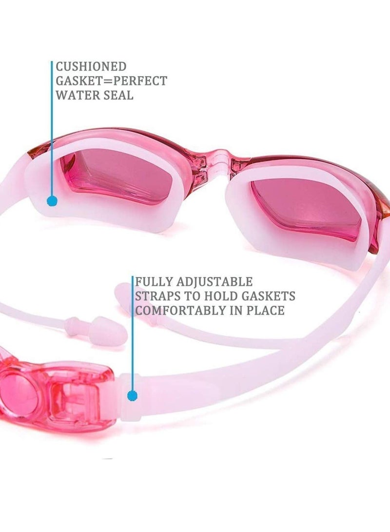 SYOSI Swim Goggles and Cap Set Swimming No Leaking Anti Fog Uv with Free Protection Case Nose Clip Ear Plugs for Adult Men Women Youth Kids Child Girls - Image 4
