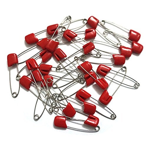 GTONEE 30pcs Safety pins, Cute Brooch pin Colorful, Stainless Steel, Size L, 2.1 inch Red - Image 4