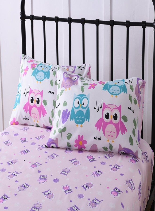 MarCielo Bed Sheets for Kids Full Sheets for Kids Girls Boys Teens Children Sheets Soft Fitted Flat Printed Sheet Pillowcase Kids Bedding Bunk Beds Set Owl (Full) - Image 5