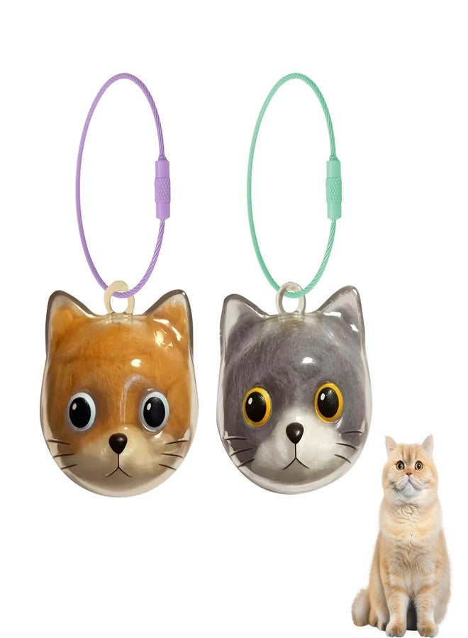 SAMIQU 2 Pack Cat Hair Keychain Storage Bottle-Transparent Cat Fur Memory Charm, Pet Keepsake for Cats Lovers - Image 1